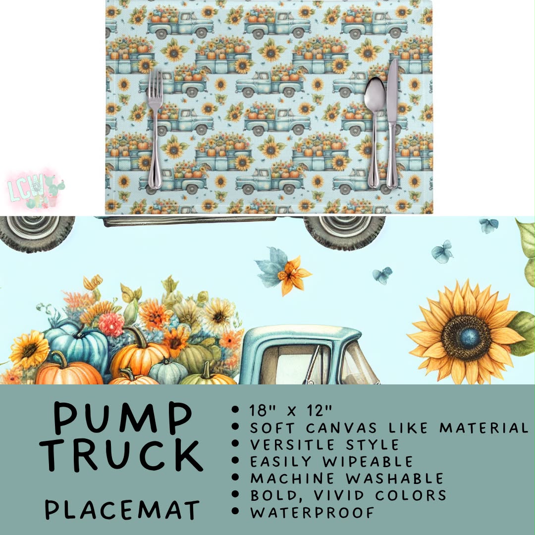 Batch #588 - Table Runners - Closes 9/21 - ETA early/mid Nov - Pump Truck Placemat