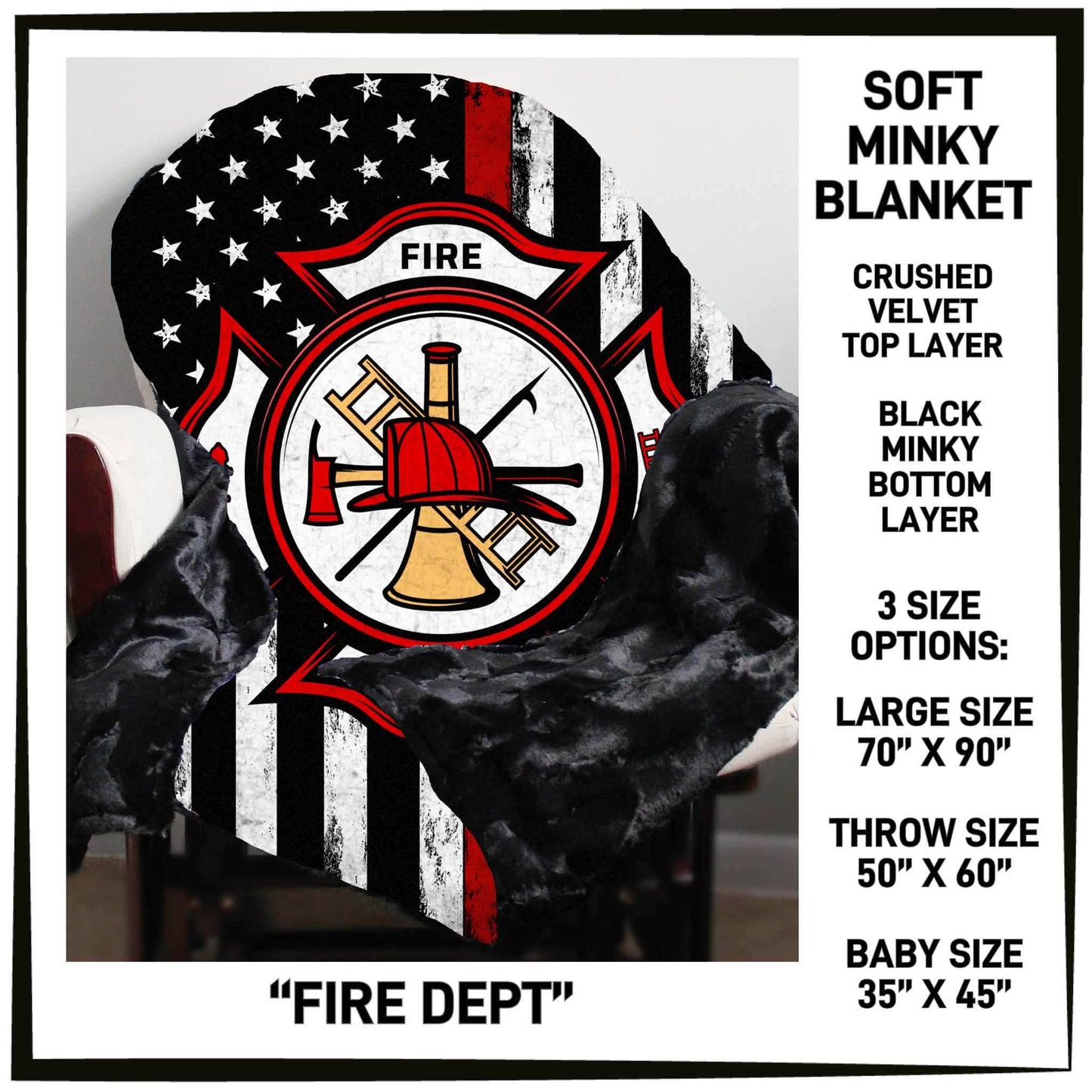 MI8B - Fire Dept Minky Blanket - Preorder Closing 7/15 ETA: Late Sept