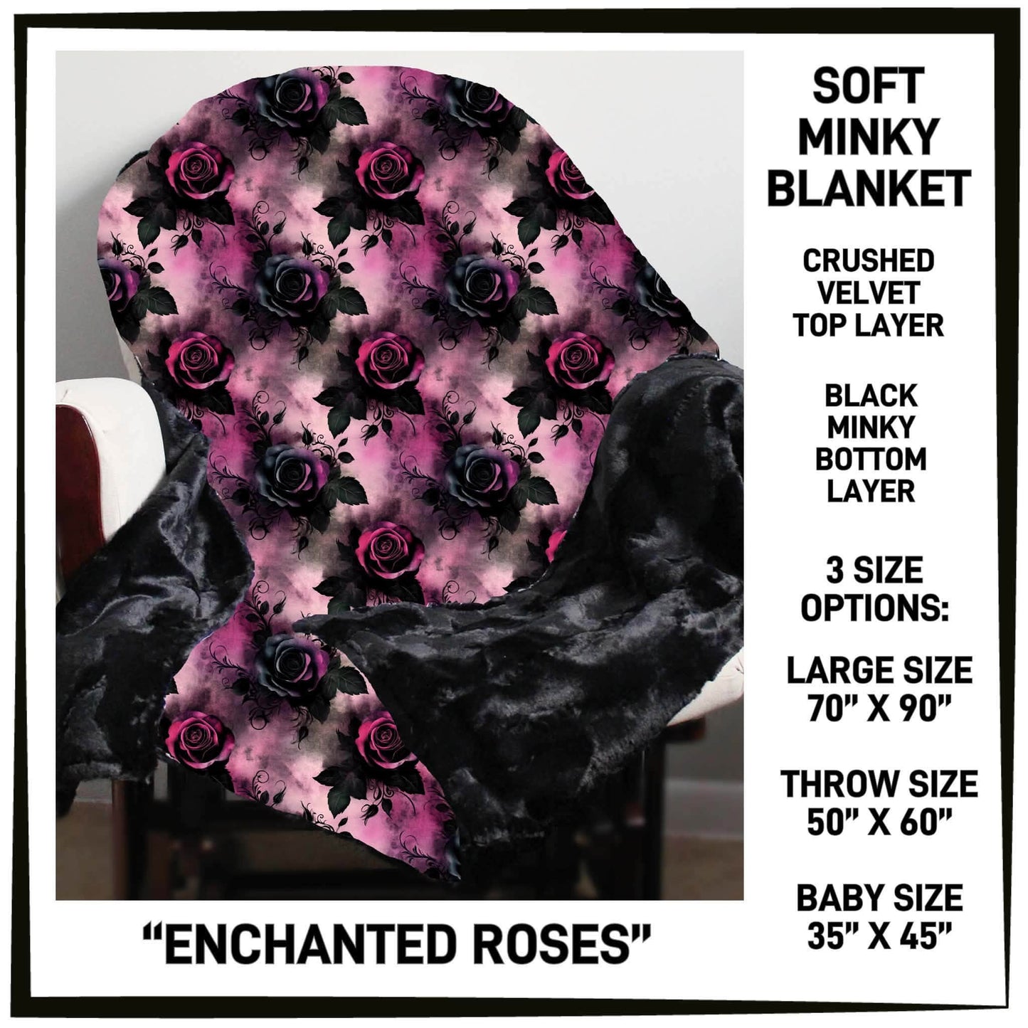 MI8B - Enchanted Roses Minky Blanket - Preorder Closing 7/15 ETA: Late Sept
