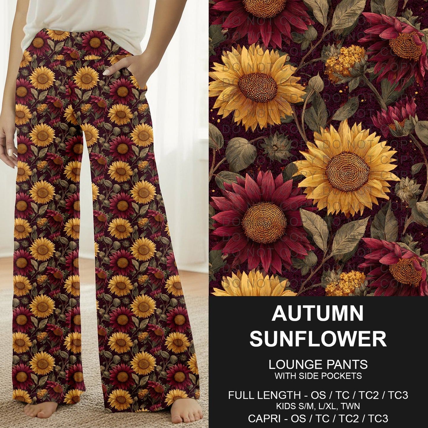 B308 - Preorder Autumn Sunflower Lounge Pants (Closes 8/16. ETA: late Oct.)
