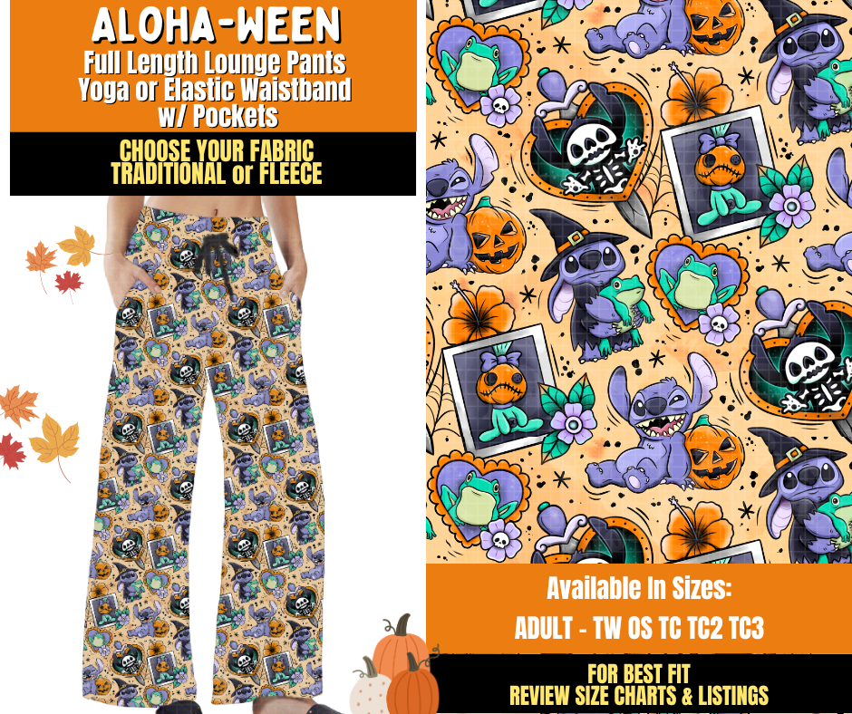 Preorder! Closes 7/16. ETA Oct. Aloha-ween Lounge Pants Choose Fleece or Traditional