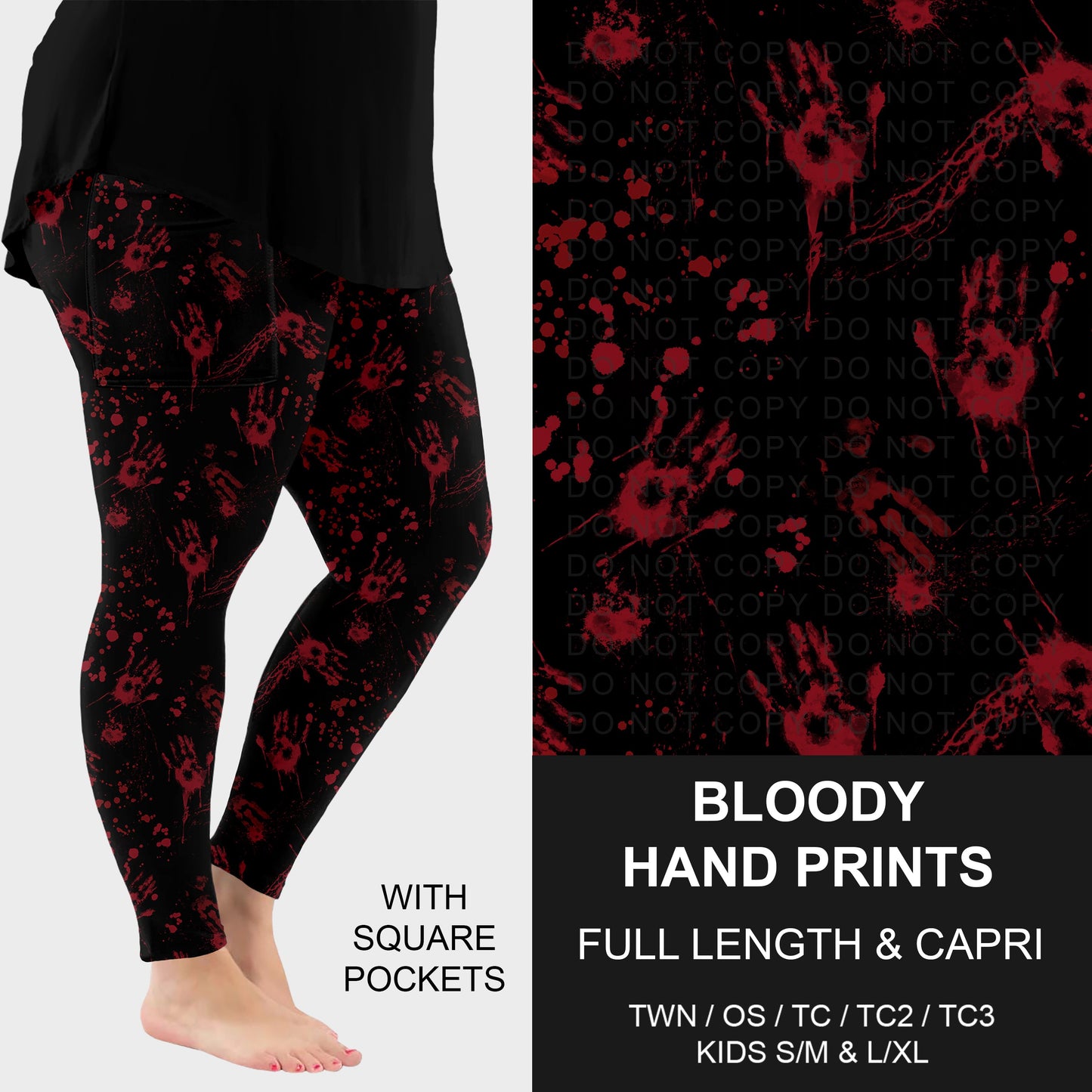 B305 - Preorder Bloody Hand Prints Leggings w/ Pockets (Closes 8/02. ETA: early Oct.)