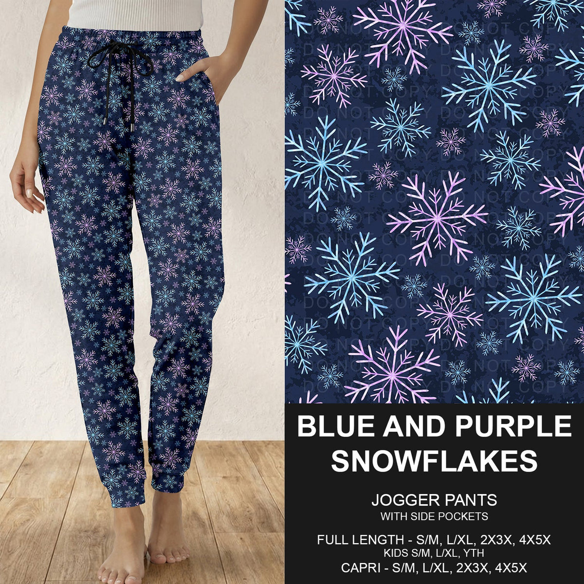 B315 - Preorder Blue and Purple Snowflakes Joggers (Closes 10/04. ETA: early Dec.)