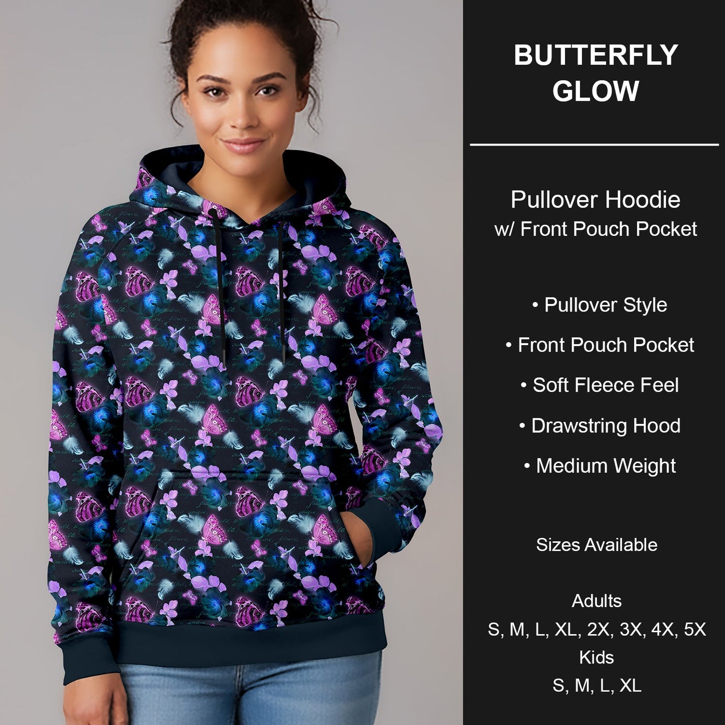 B266 - Preorder Butterfly Glow Pullover Hoodie (Closes 12/17. ETA late Feb.)