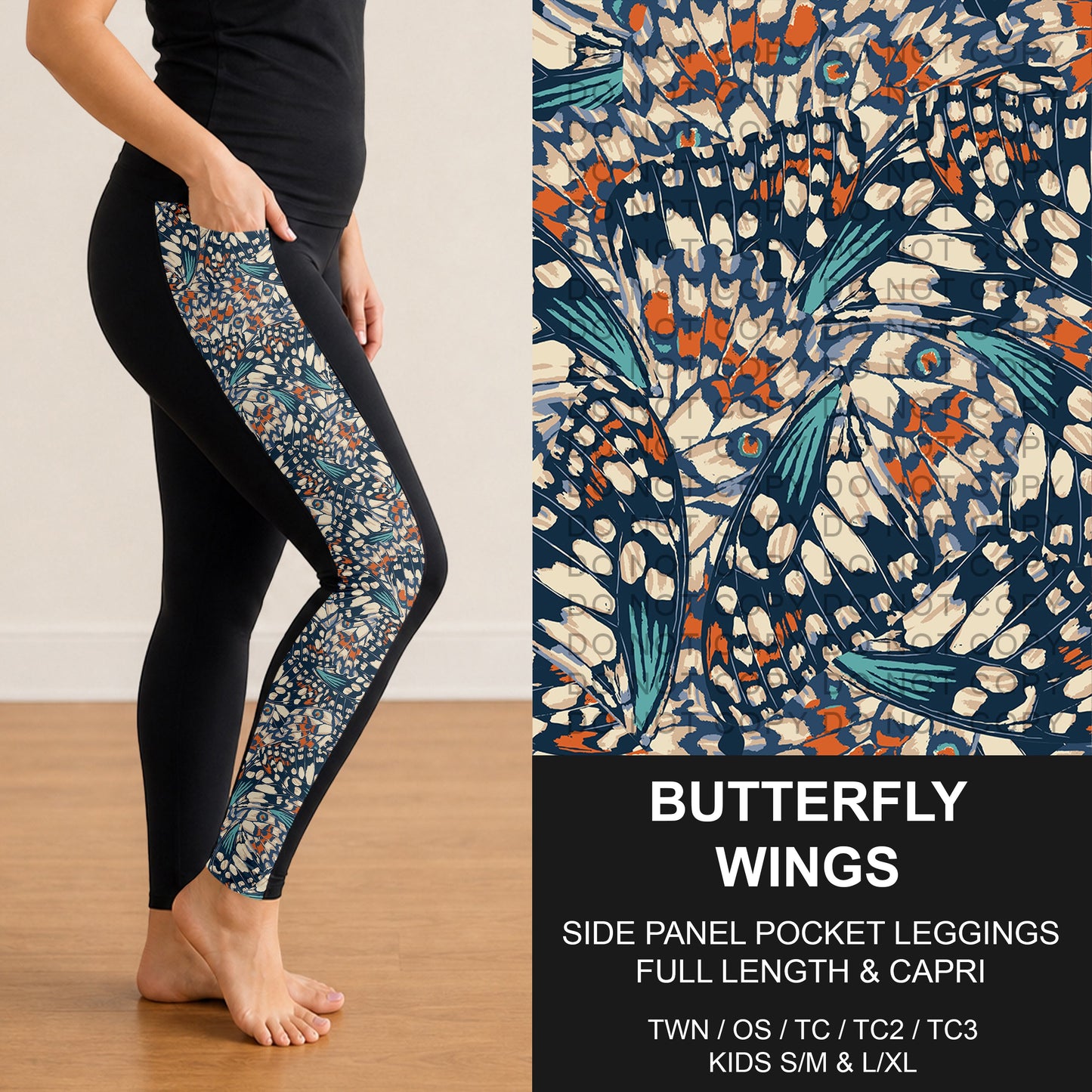 B300 - Preorder Butterfly Wings Side Panel Pocket Leggings (Closes 7/15. ETA: mid Sept.)