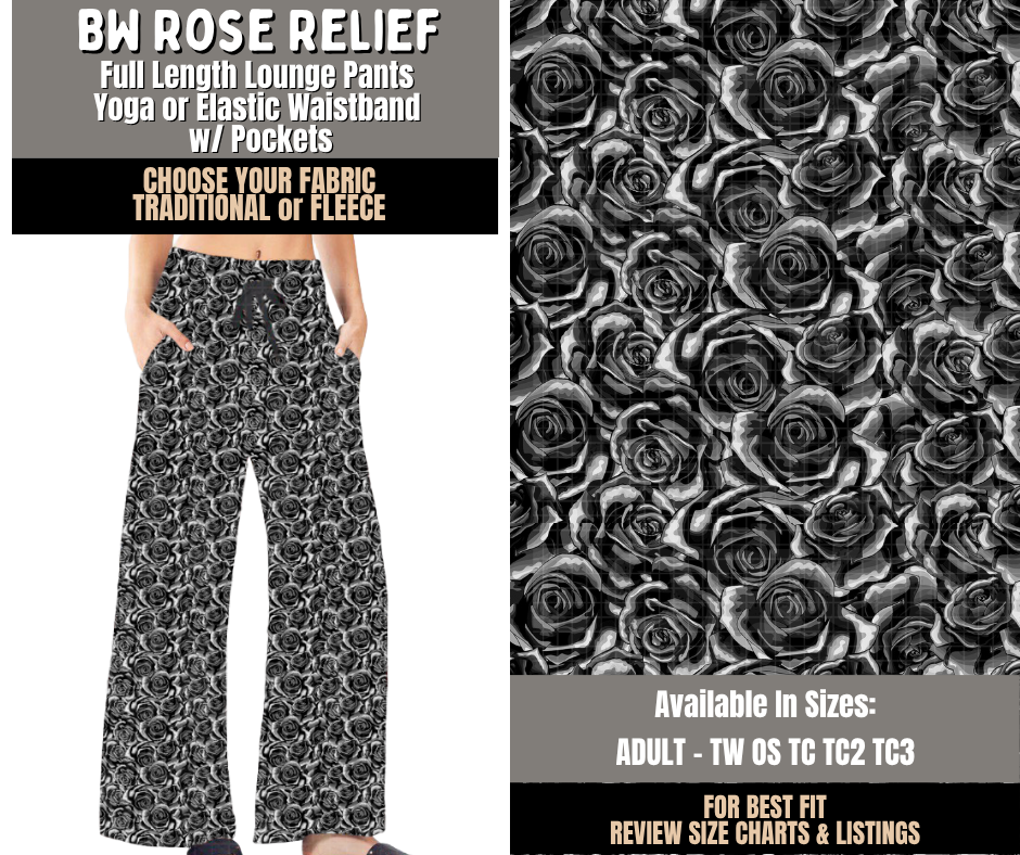 Preorder! Closes 10/28. ETA Jan. BW Rose Relief Lounge Pants Choose Fleece or Traditional