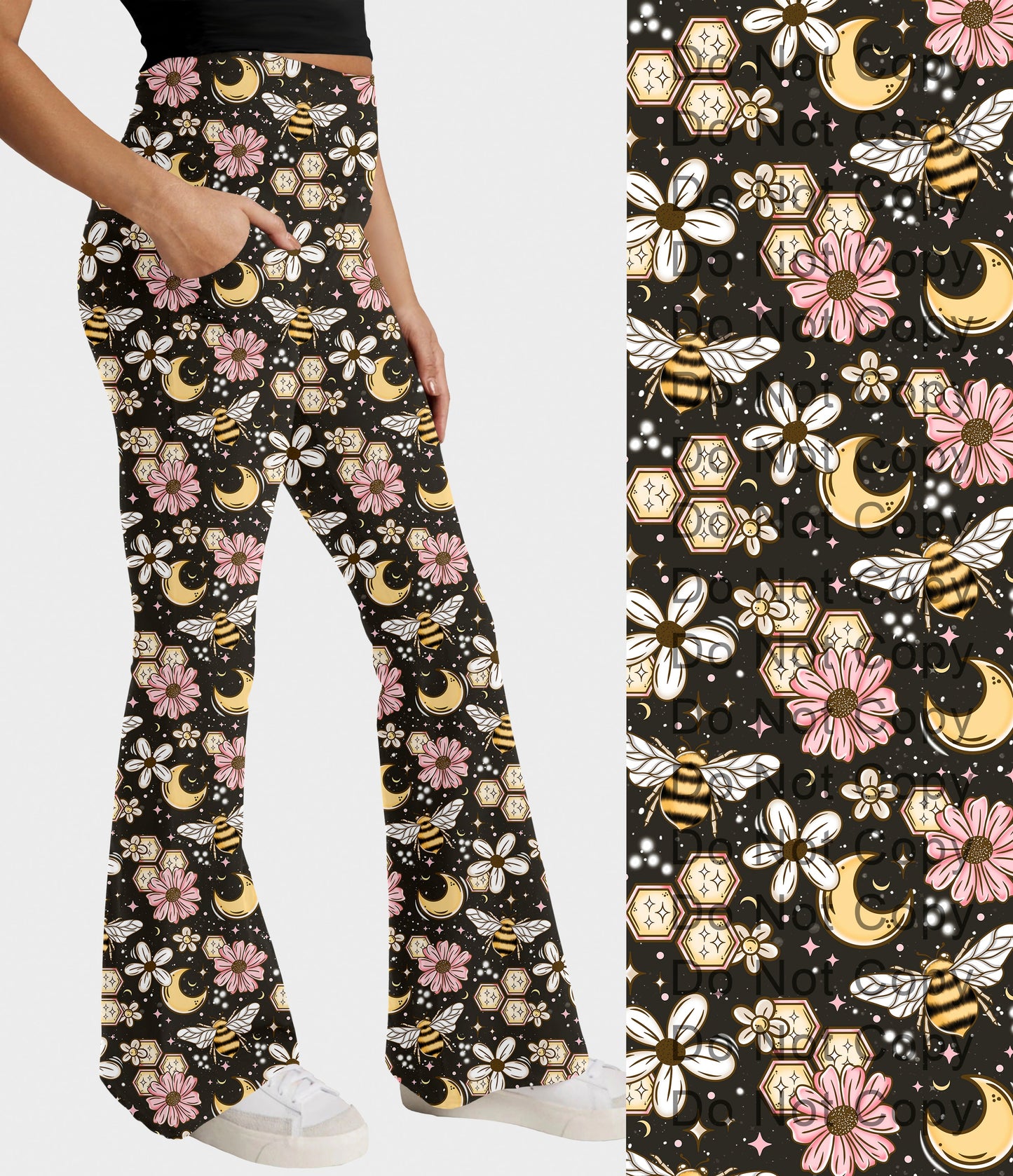 RTS - Bees and Moon Flare Leggings w/ Pockets