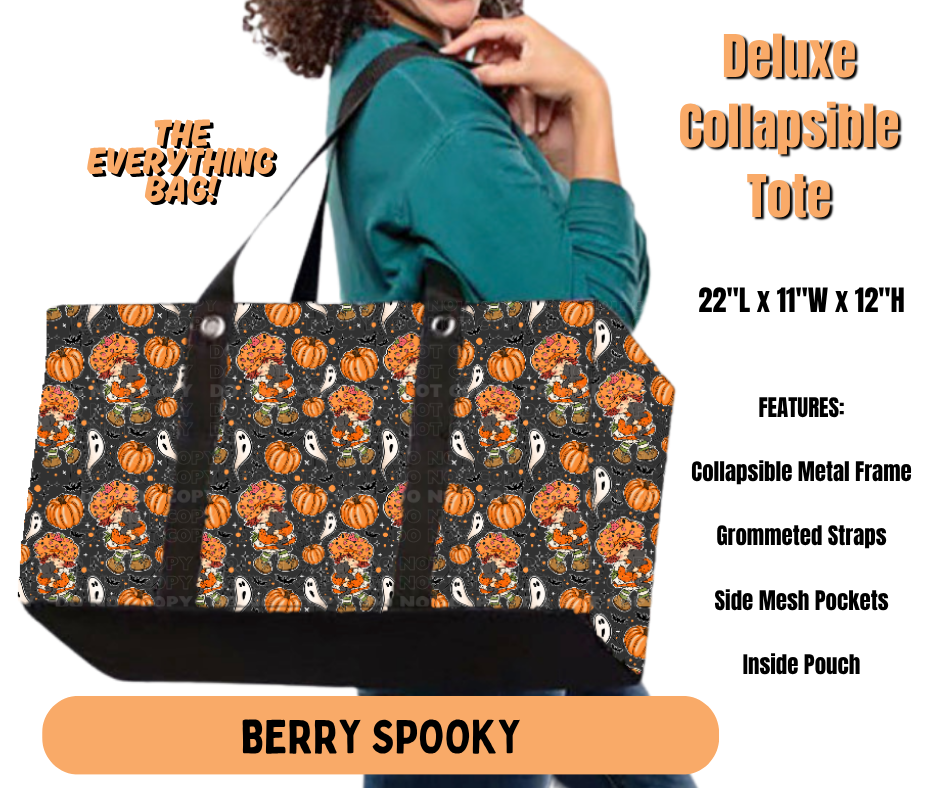 Preorder! Closes 7/2. ETA Oct. Berry Spooky Collapsible Tote