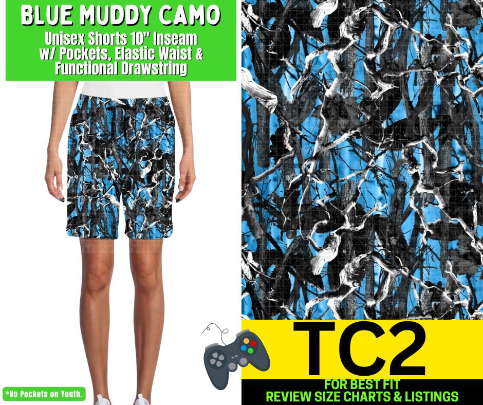 Blue Muddy Camo Unisex Shorts