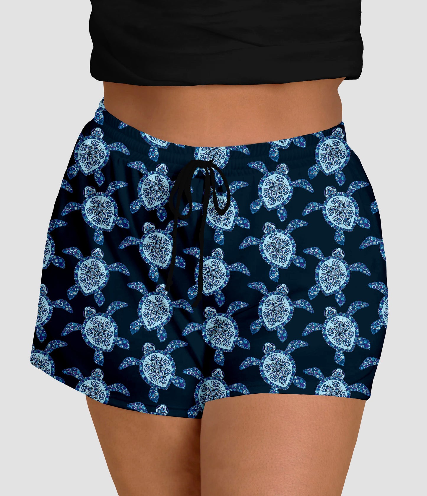 RTS - Blue Pattern Sea Turtles Jogger Shorts
