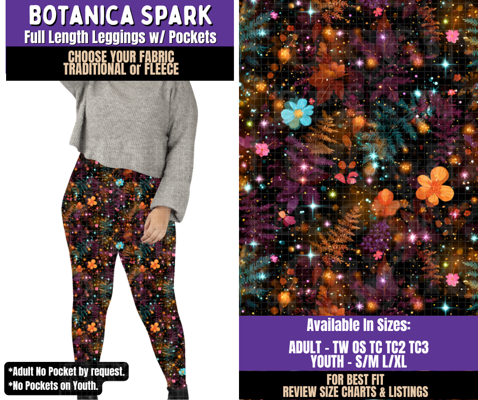 Preorder! Closes 8/5. ETA Nov. Botanical Spark Leggings Choose Fleece or Traditional
