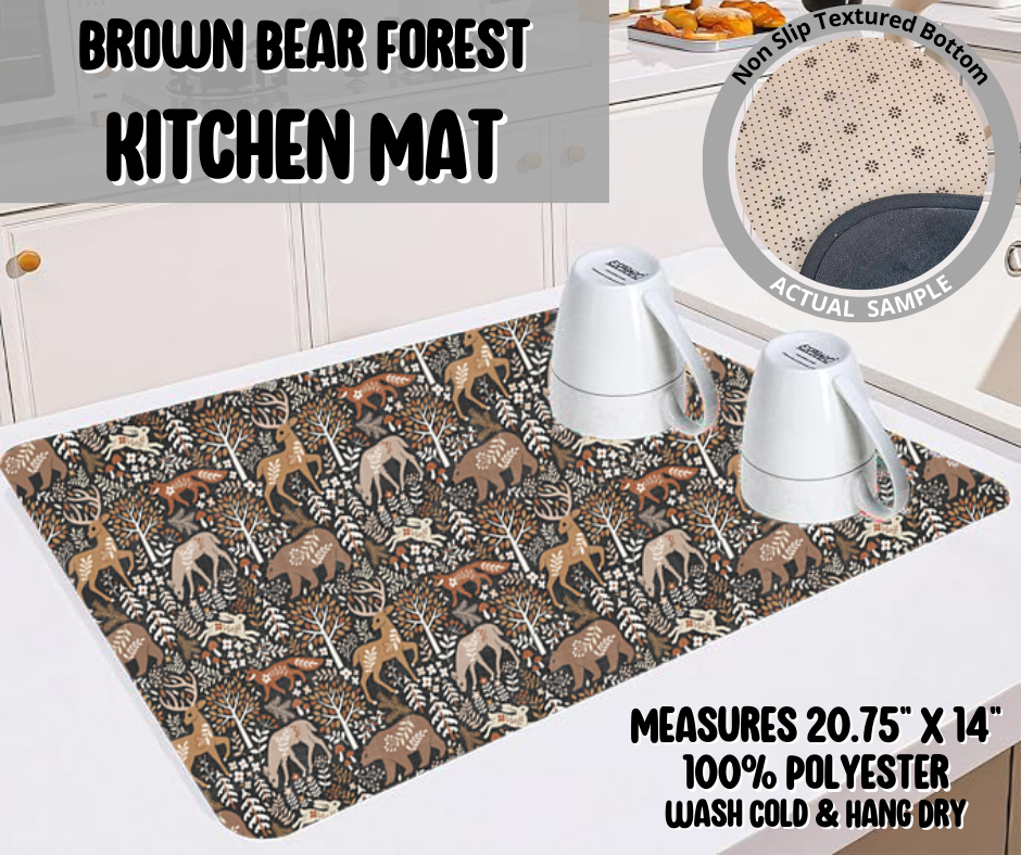Brown Bear Forest Kitchen Mat