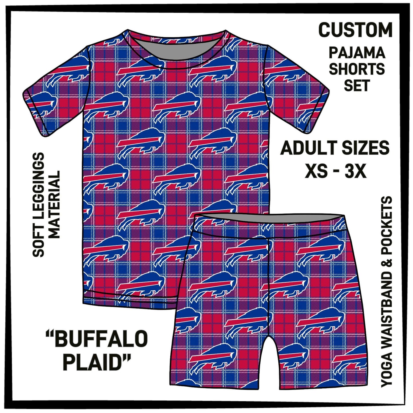 PS1S - Buffalo Plaid Pajamas Top & Shorts Set - Preorder Closing 7/1 ETA: Late Aug