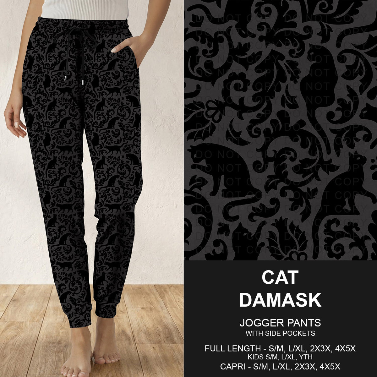 B314 - Preorder Cat Damask Joggers (Closes 9/27. ETA: late Nov.)