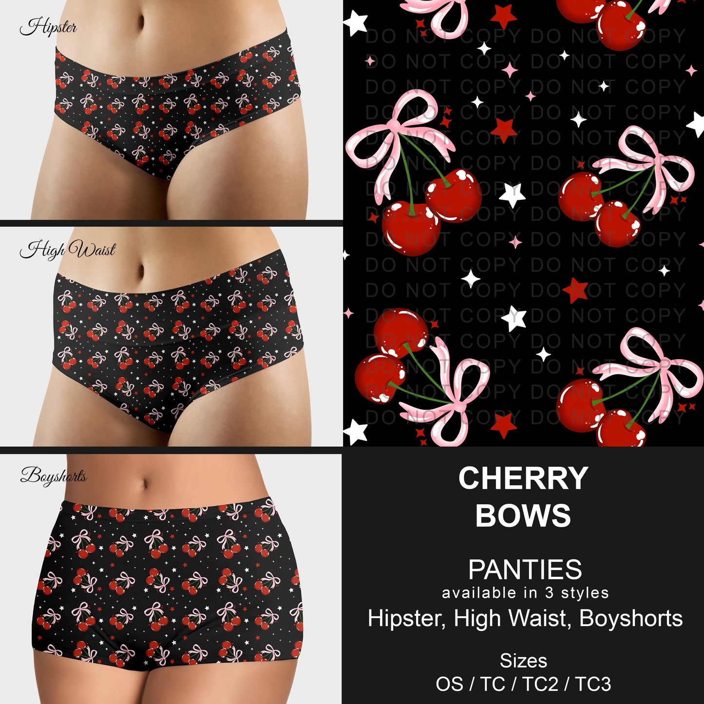 B306 - Preorder Cherry Bows Panties (Closes 8/07. ETA mid October)