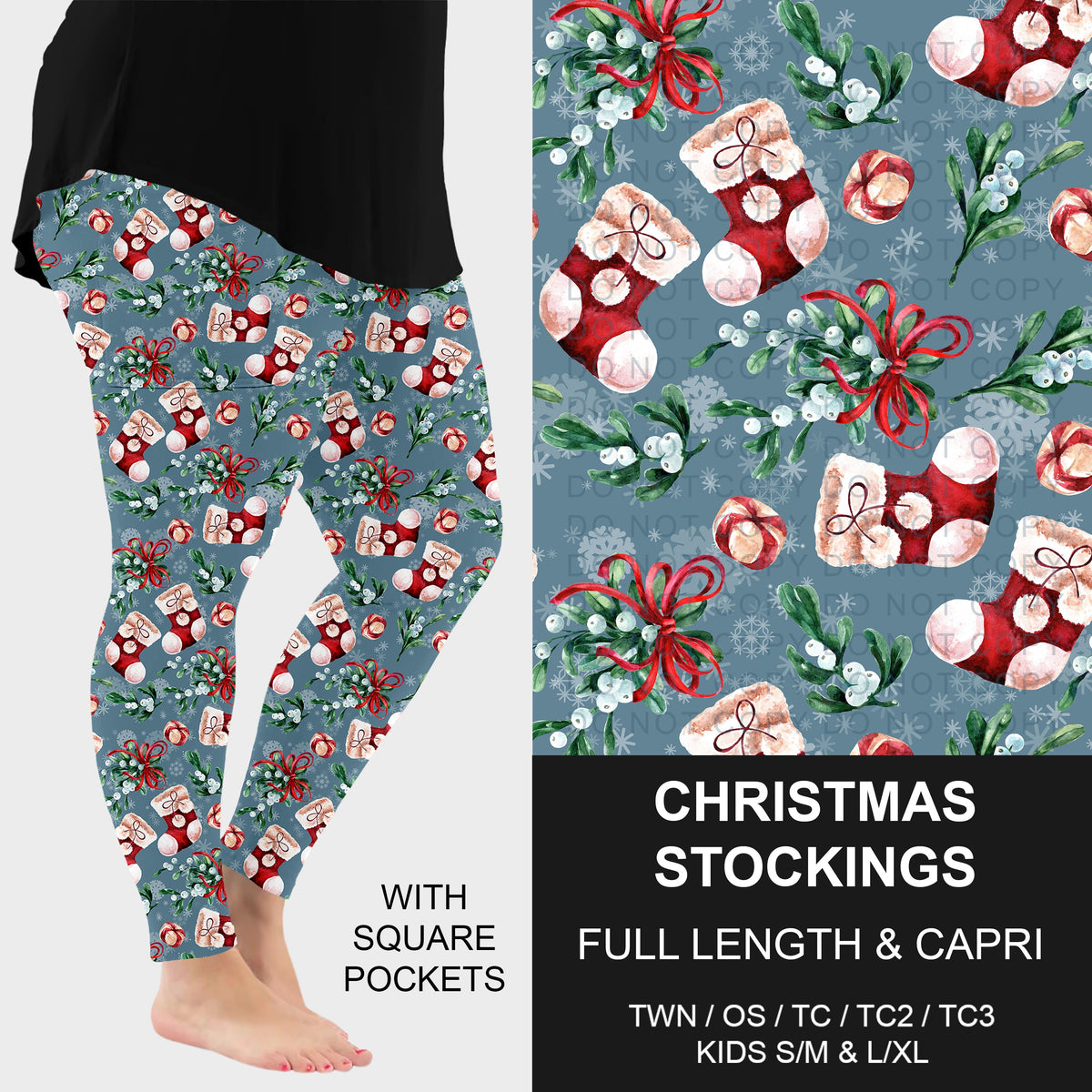 B315 - Preorder Christmas Stockings Leggings w/ Pockets (Closes 10/04. ETA: early Dec.)