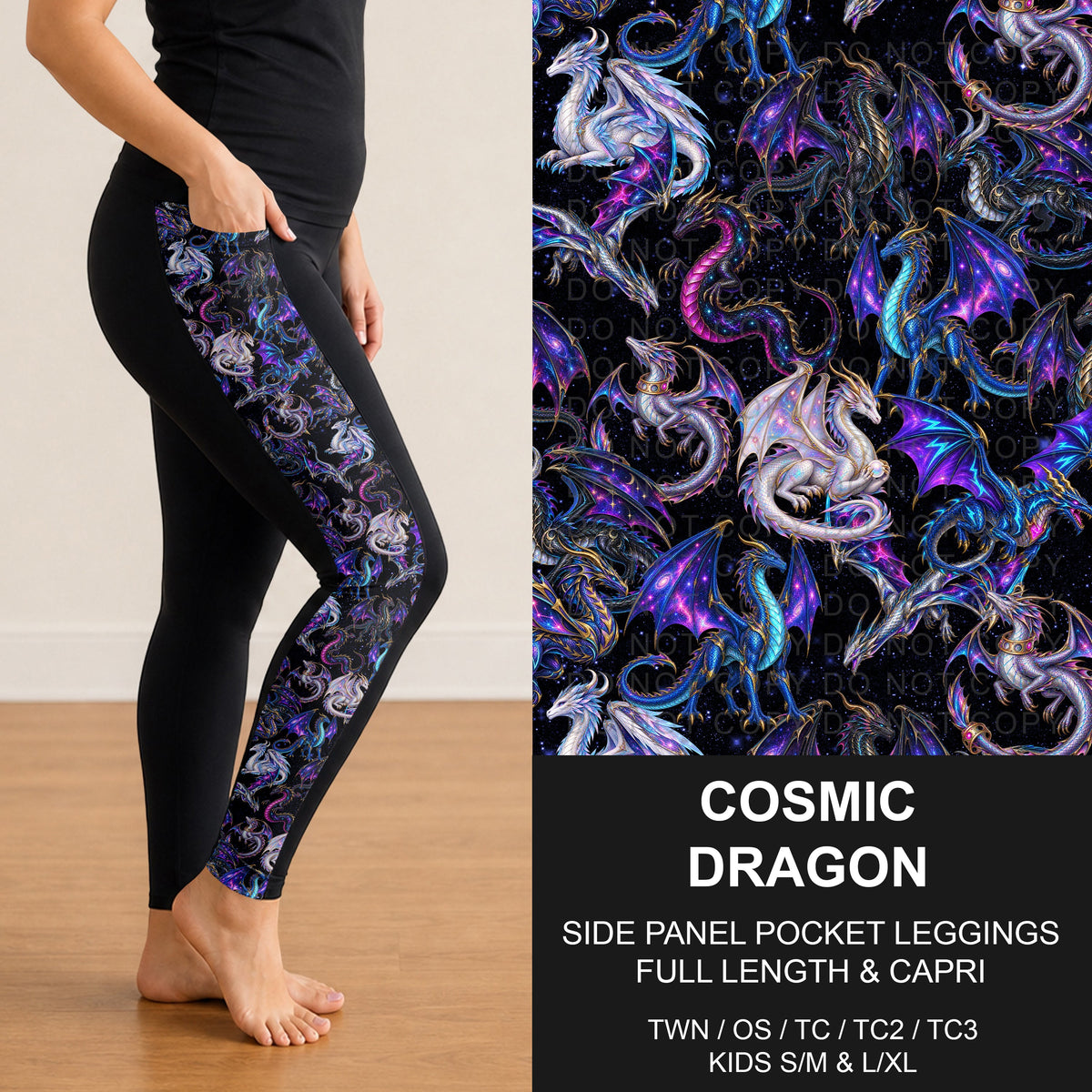 B320 - Preorder Cosmic Dragon Side Panel Pocket Leggings (Closes 11/08. ETA: mid Jan.)