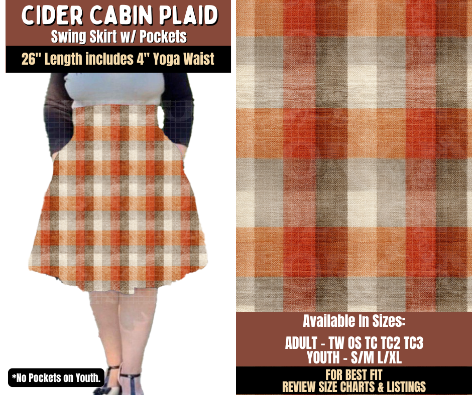 Preorder! Closes 7/27. ETA Oct. Cider Cabin Plaid Swing Skirt