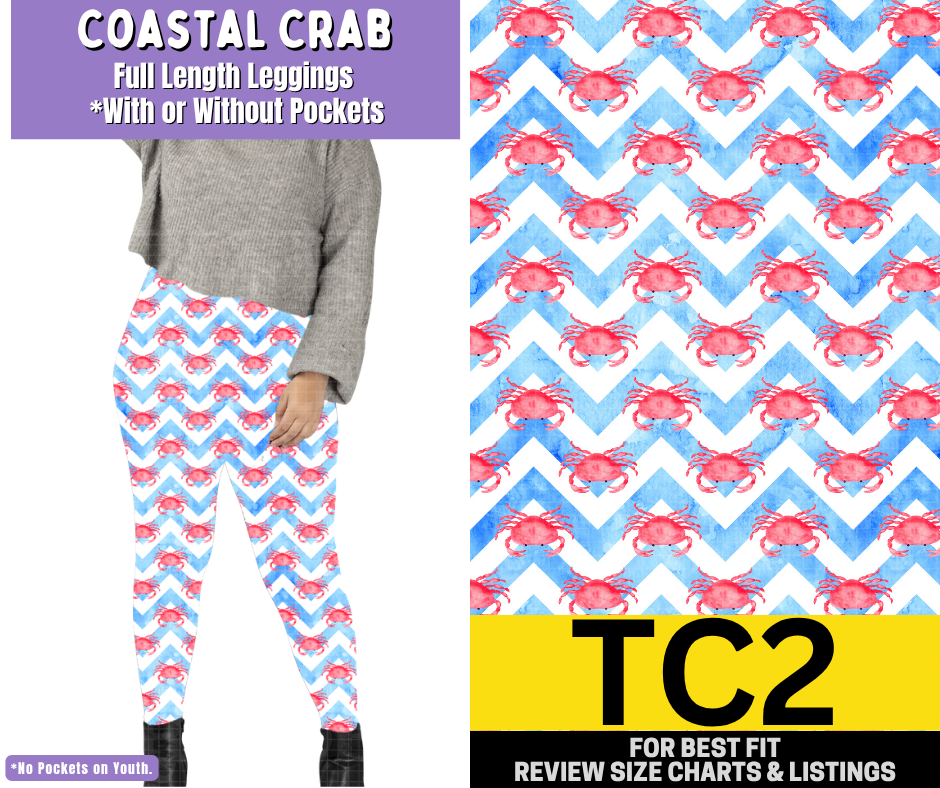 Coastal Crab Full Length Leggings w/ Pockets