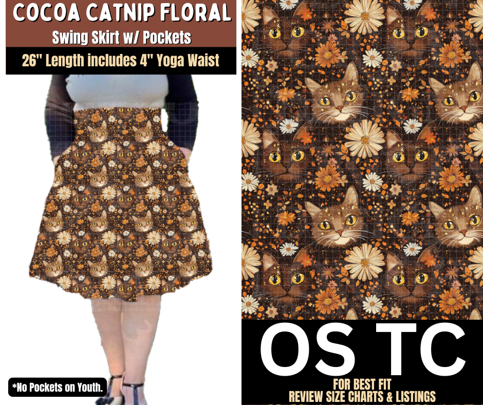 Cocoa Catnip Floral Swing Skirt
