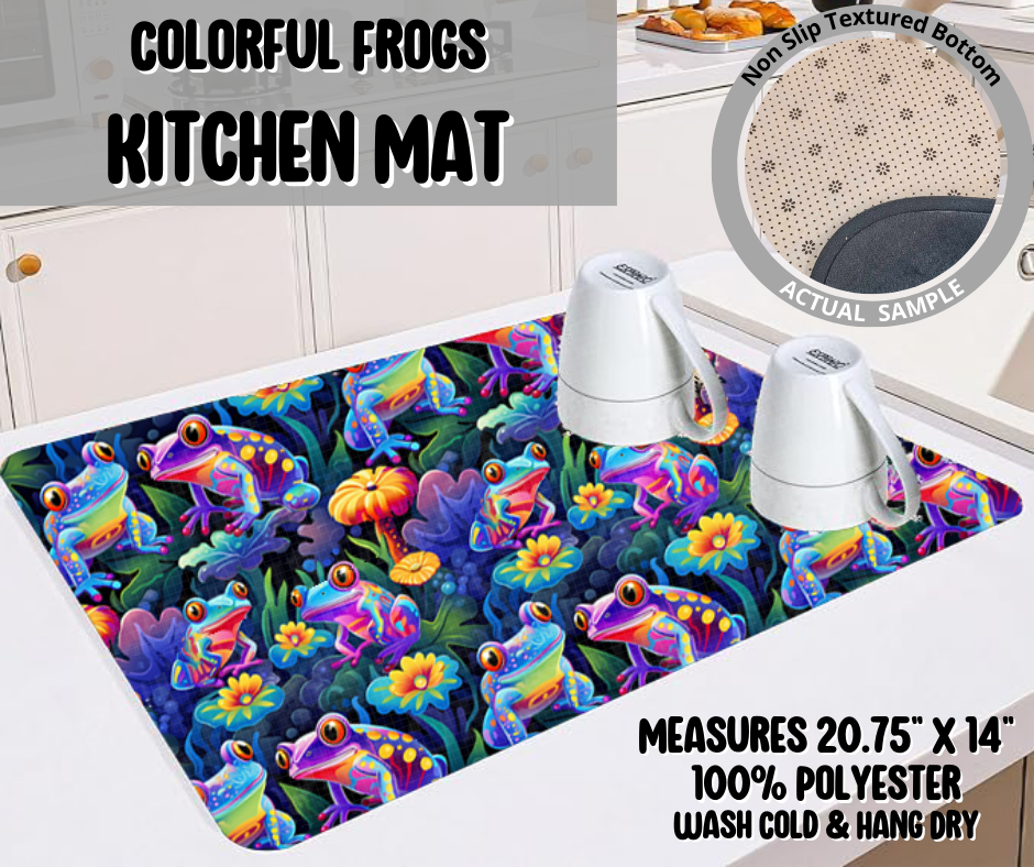Colorful Frogs Kitchen Mat
