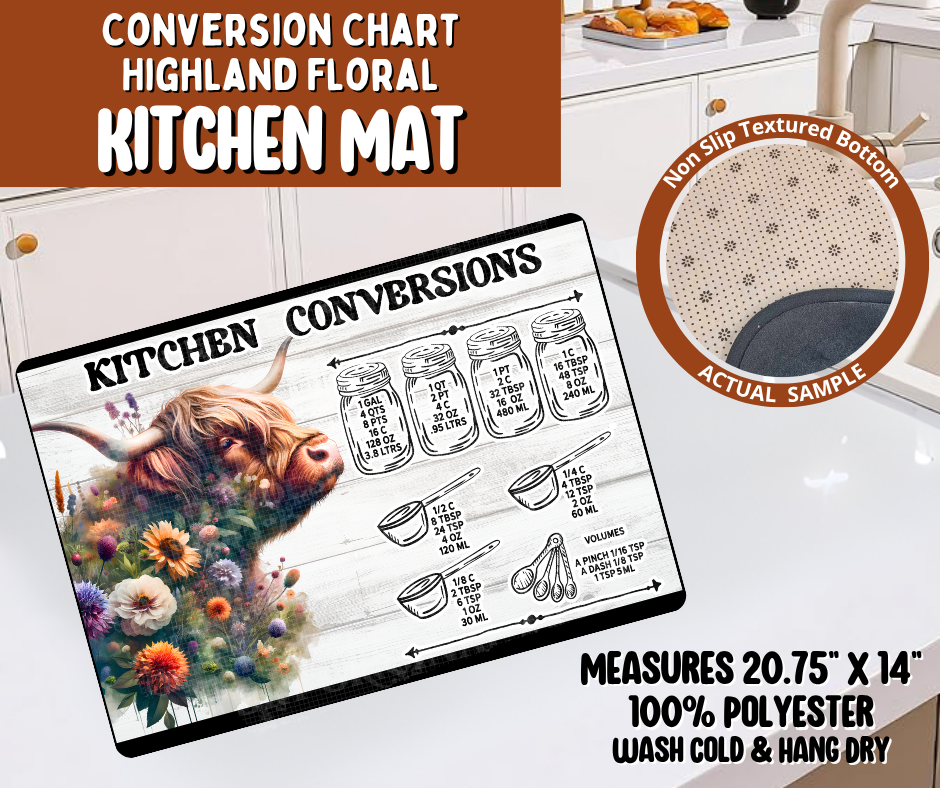 Preorder! Closes 10/19. ETA Jan. Conversion Chart Highland Floral Kitchen Mat