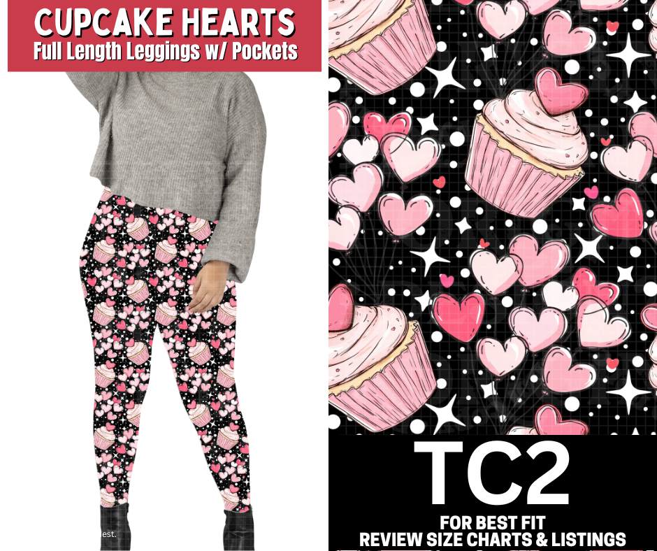 Cupcake Hearts Full Length Leggings w/ Pockets
