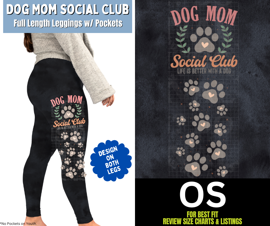 Dog Mom Social Club Watercolor Full Length Leggings w/ Pockets