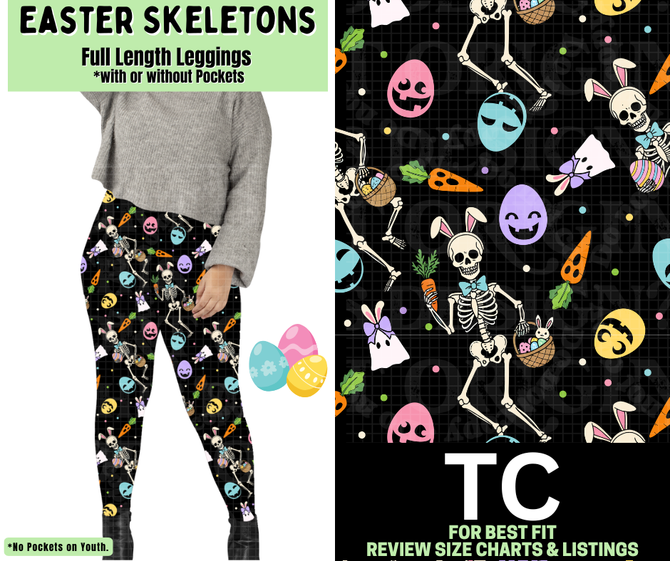 Easter Skeletons Full Length Leggings w/ Pockets