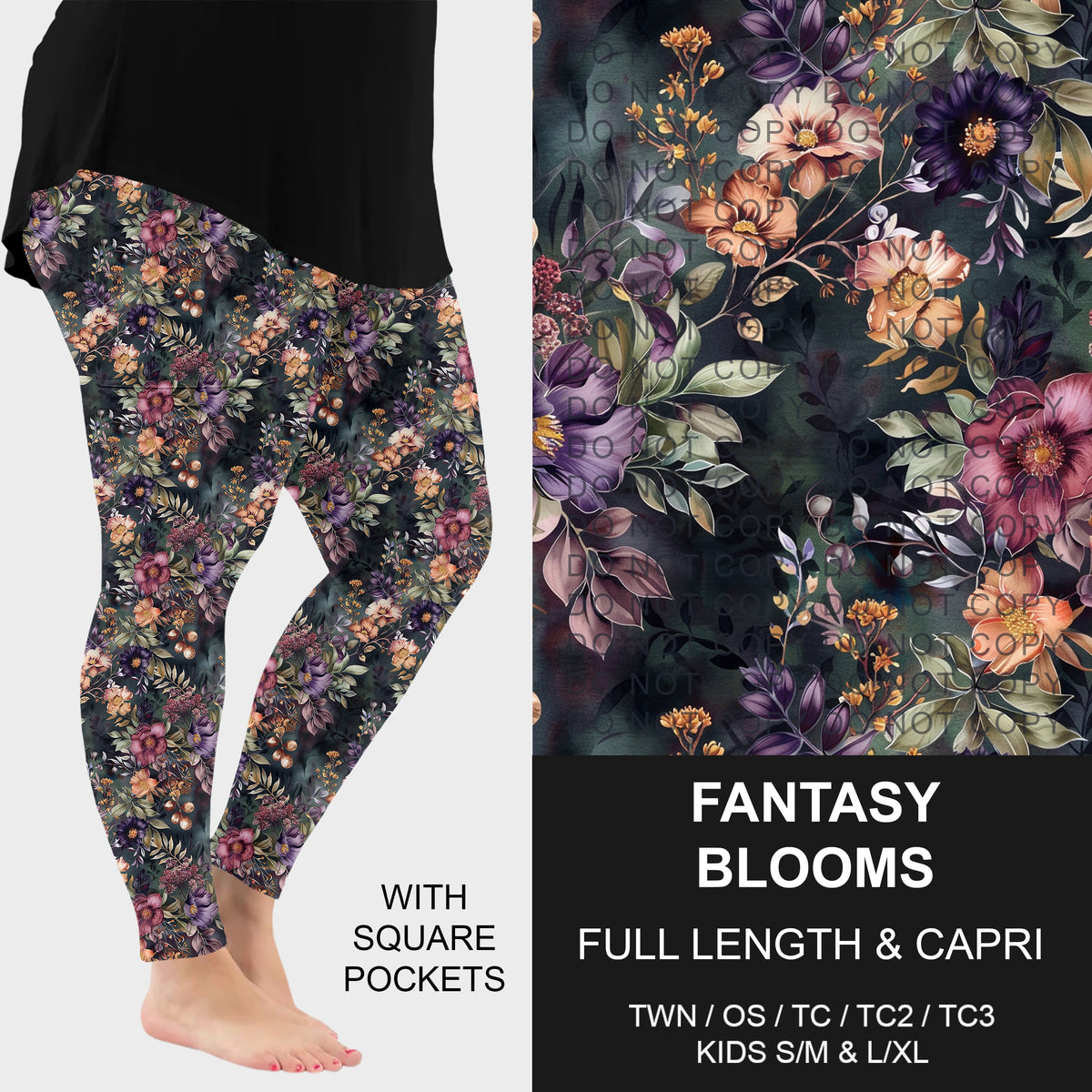 B314 - Preorder Fantasy Blooms Leggings w/ Pockets (Closes 9/27. ETA: late Nov.)