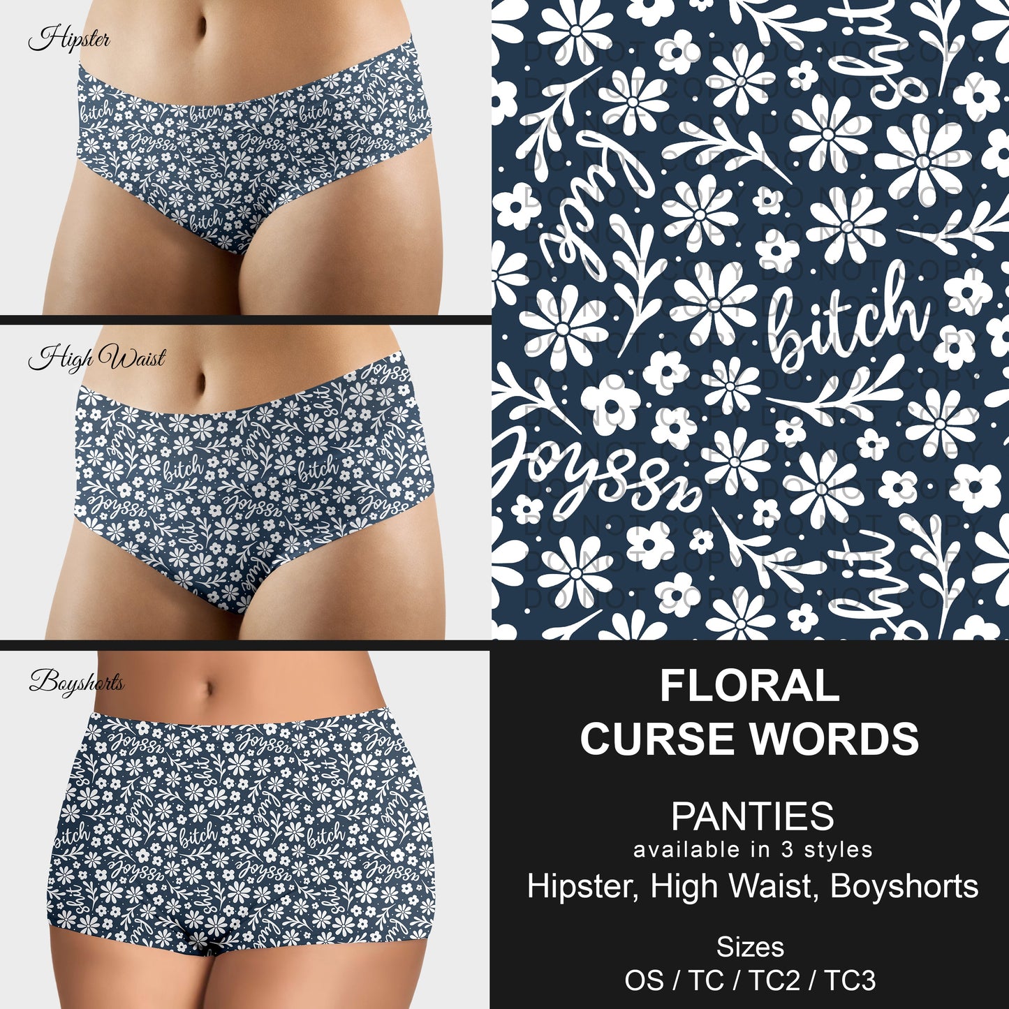 B306 - Preorder Floral Curse Words Panties (Closes 8/07. ETA mid October)