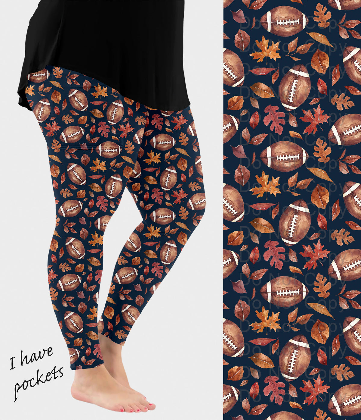 RTS - Fall Football Leggings with Pockets