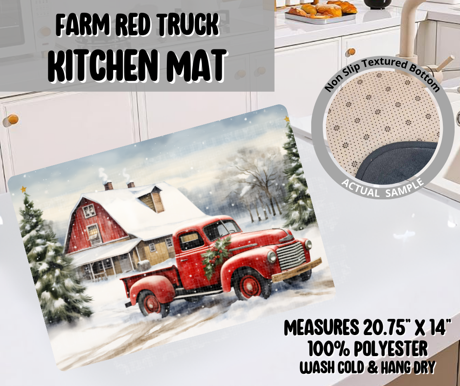 Farm Red Truck Kitchen Mat