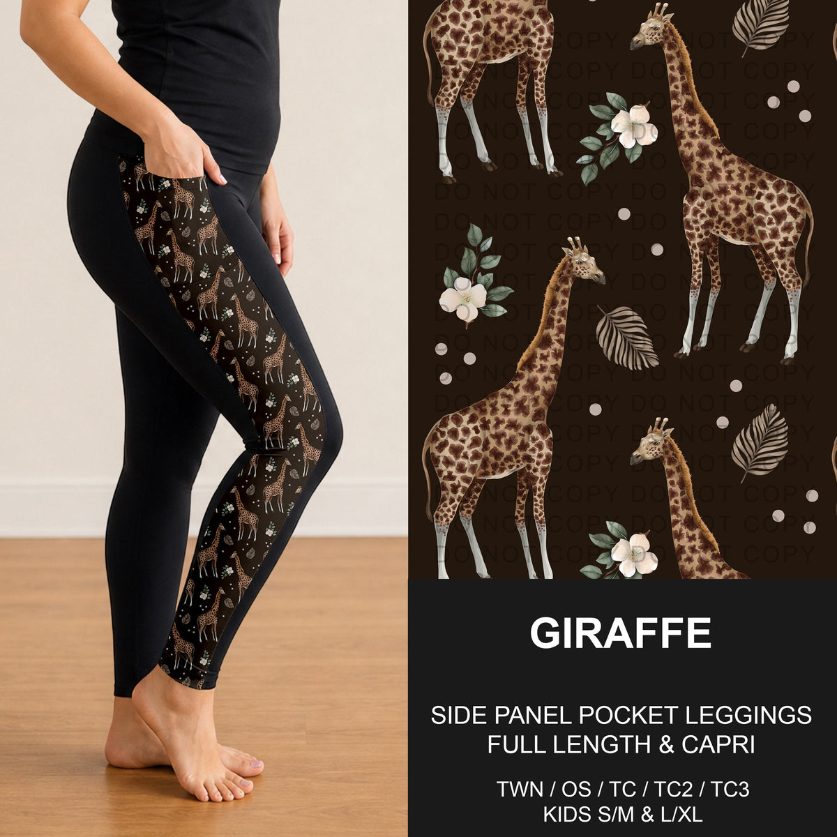 B314 - Preorder Giraffe Side Panel Pocket Leggings (Closes 9/27. ETA: late Nov.)
