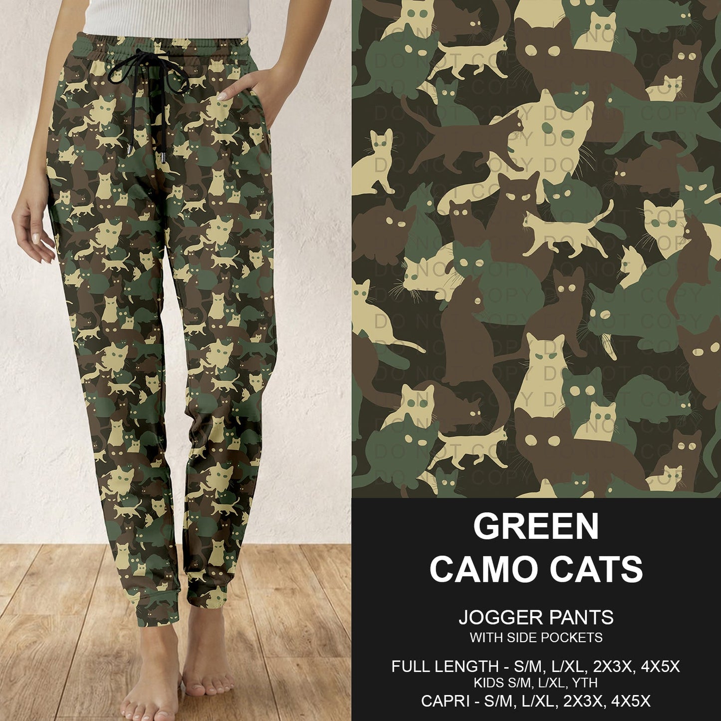 B310 - Preorder Green Camo Cats Joggers (Closes 8/30. ETA: late Oct.)