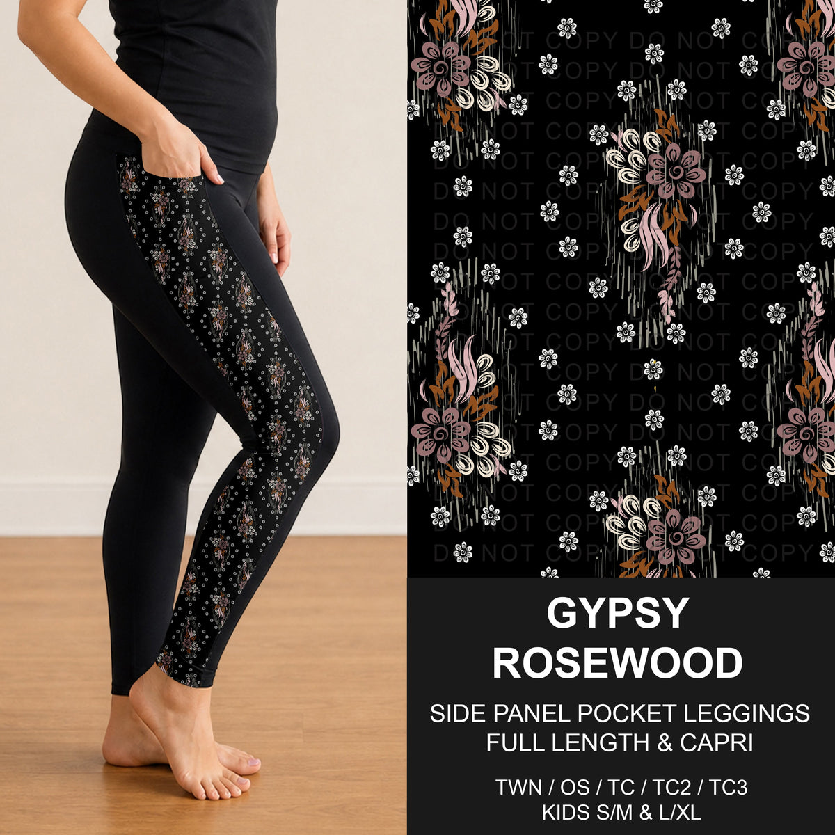 B318 - Preorder Gypsy Rosewood Side Panel Pocket Leggings (Closes 10/25. ETA: late Dec.)