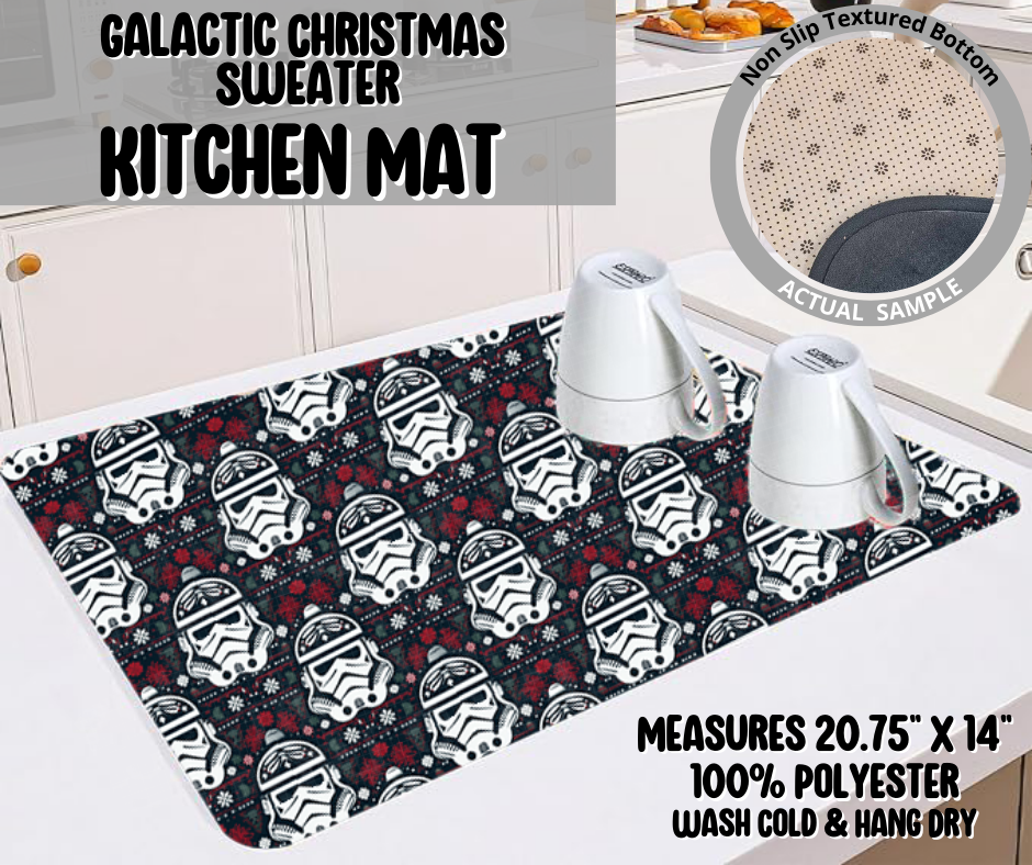 Galactic Christmas Sweater Kitchen Mat