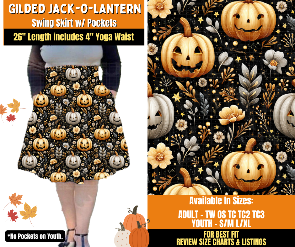 Preorder! Closes 7/16. ETA Oct. Gilded Jack-O-Lantern Swing Skirt