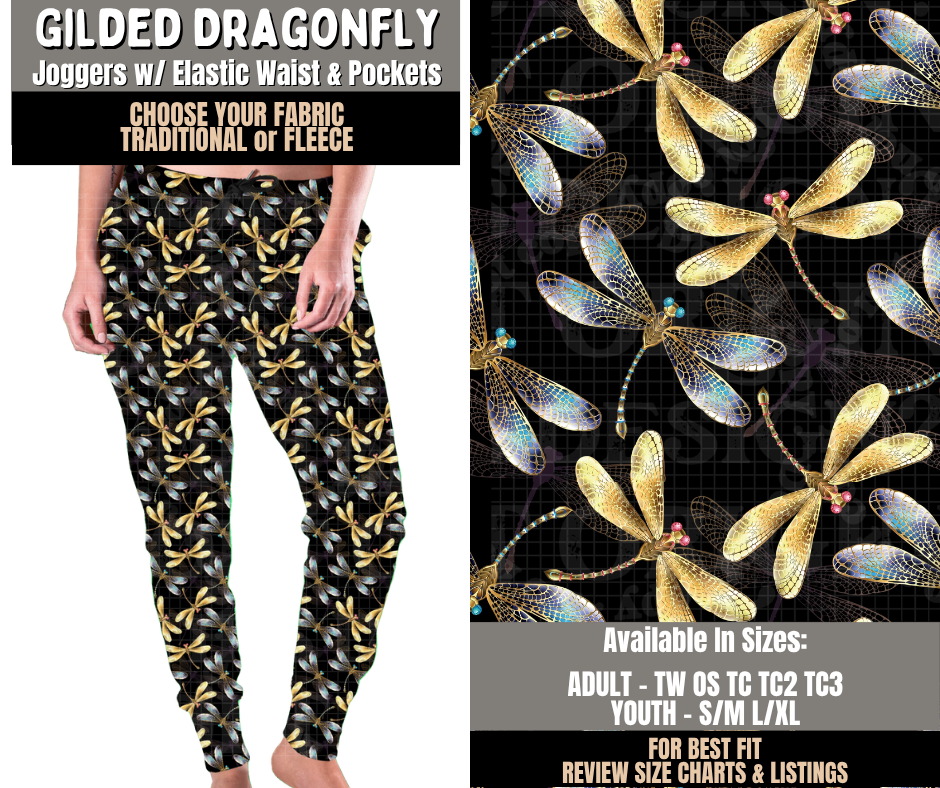Preorder! Closes 10/28. ETA Jan. Gilded Dragonfly Joggers Choose Fleece or Traditional