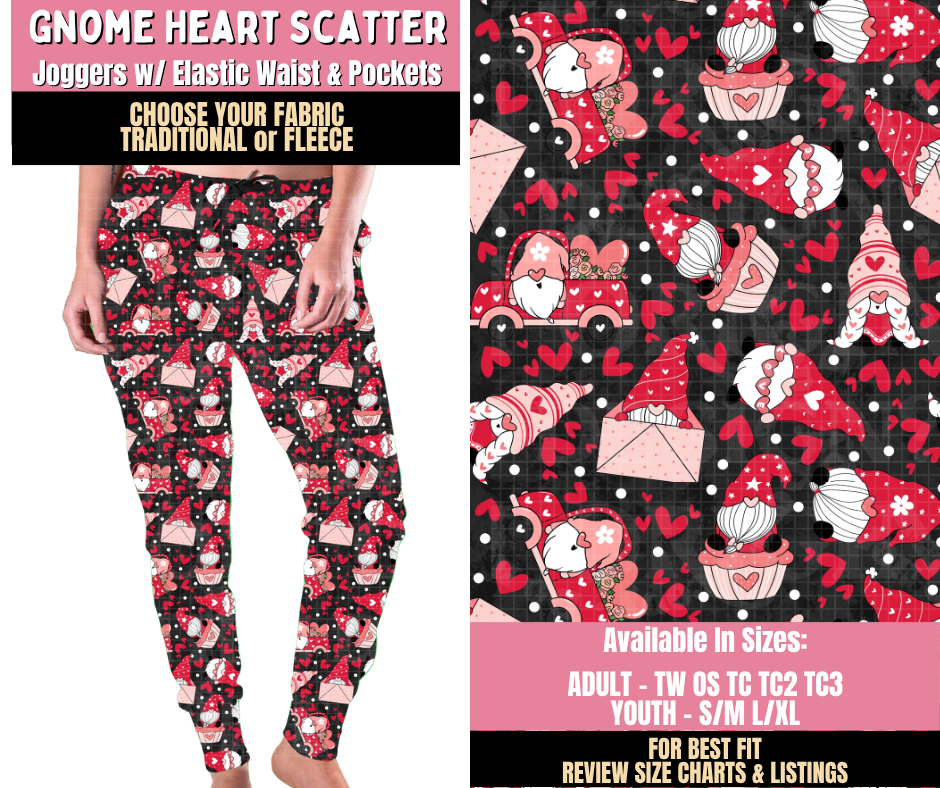 Preorder! Closes 10/15. ETA Jan. Gnome Heart Scatter Joggers Choose Fleece or Traditional