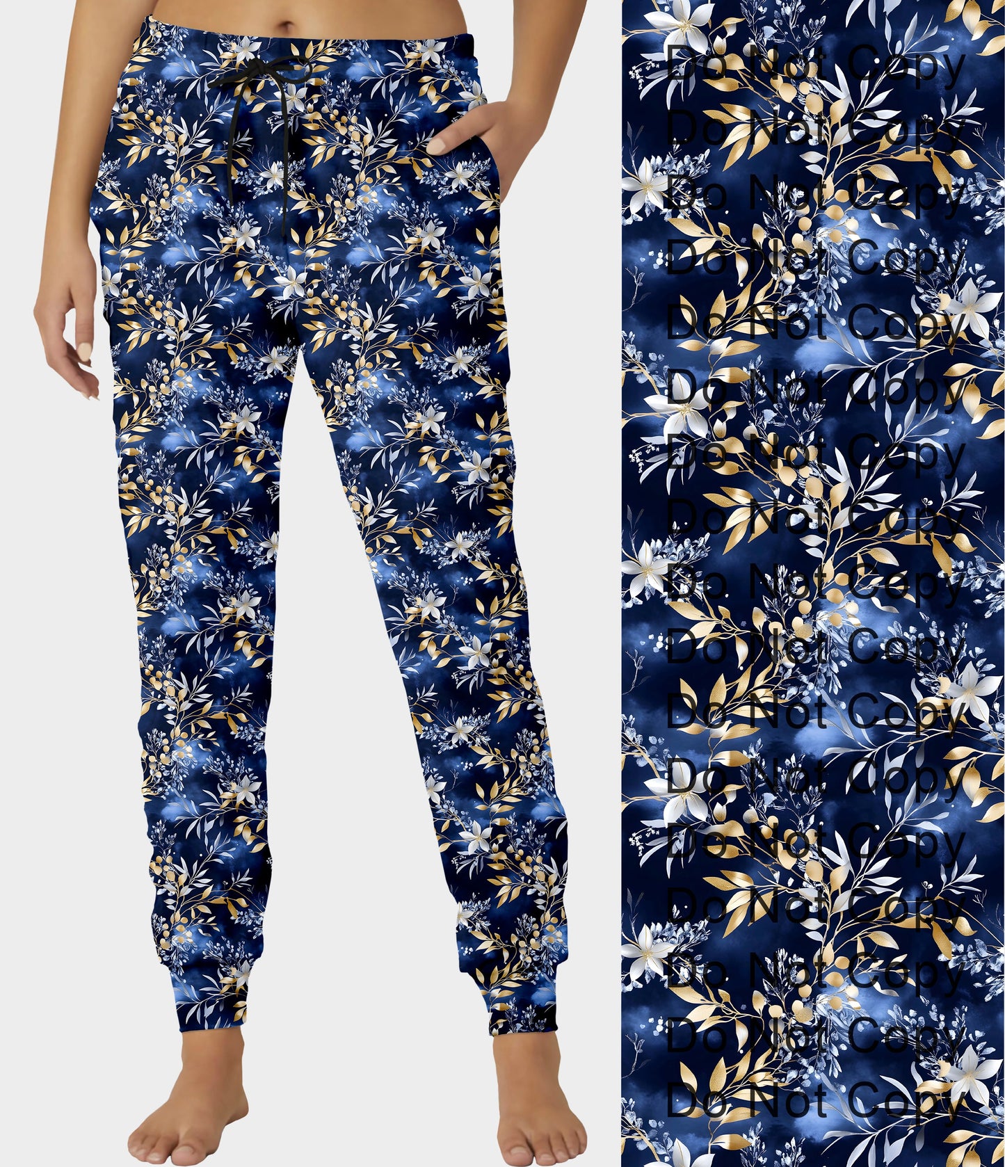 RTS - Golden Blue Floral Joggers