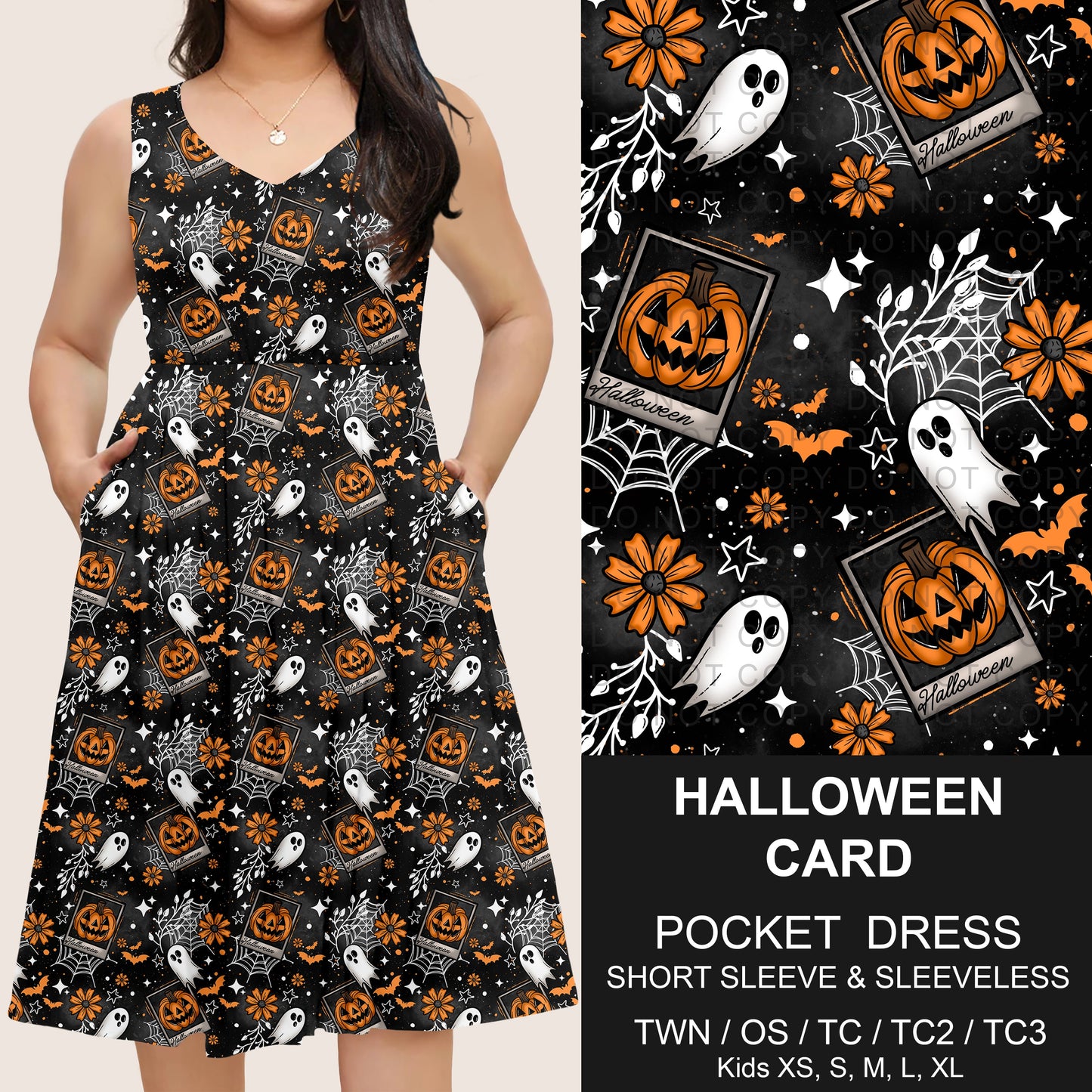 B302 - Preorder Halloween Card Pocket Dress (Closes 7/24. ETA: early Oct)
