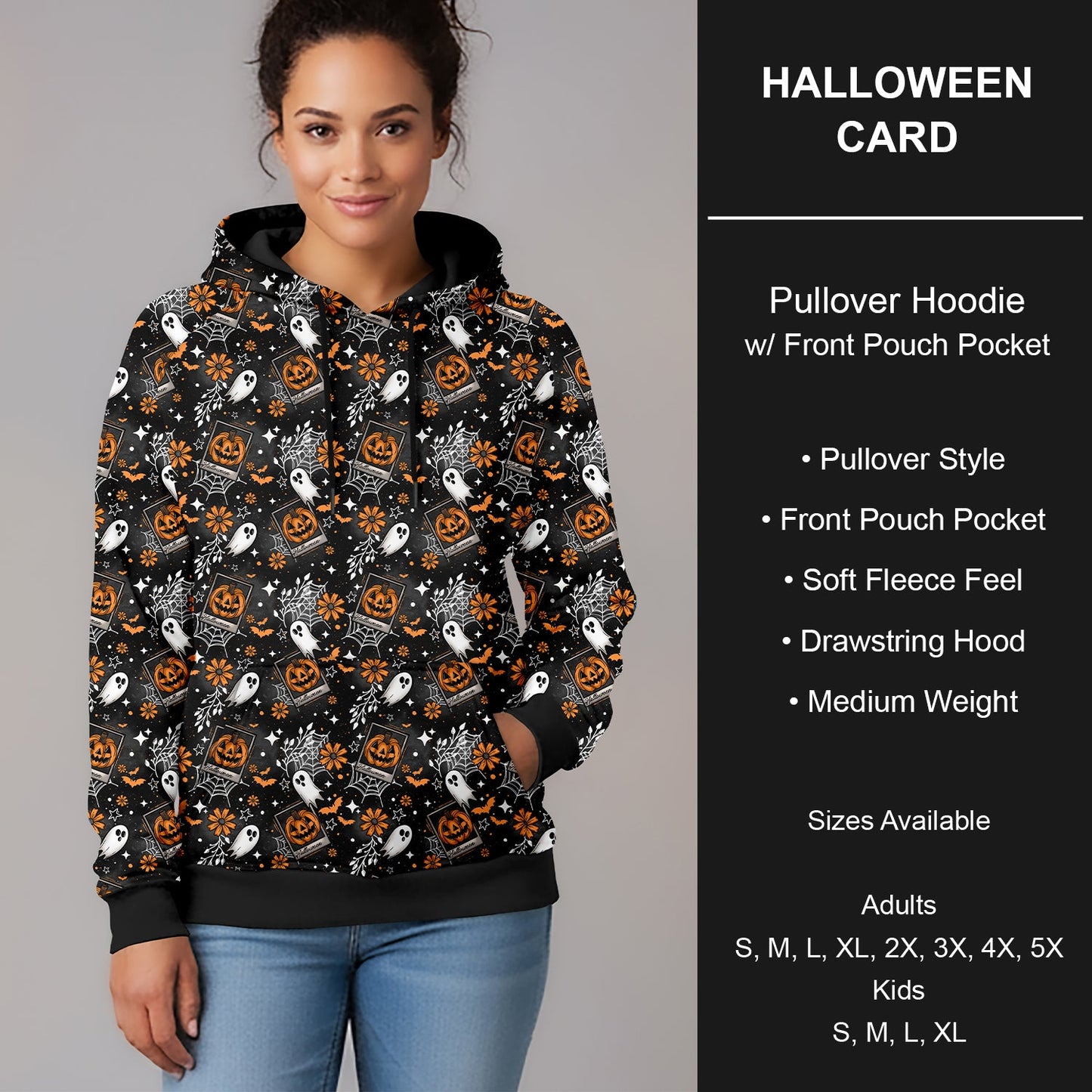 B295 - Preorder Halloween Card Pullover Hoodie (Closes 6/14. ETA late Aug.)
