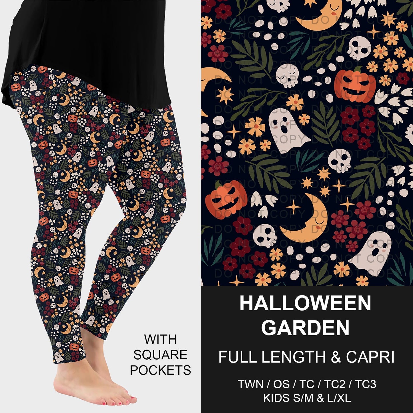 B299 - Preorder Halloween Garden Leggings w/ Pockets (Closes 7/12. ETA: mid Sept.)