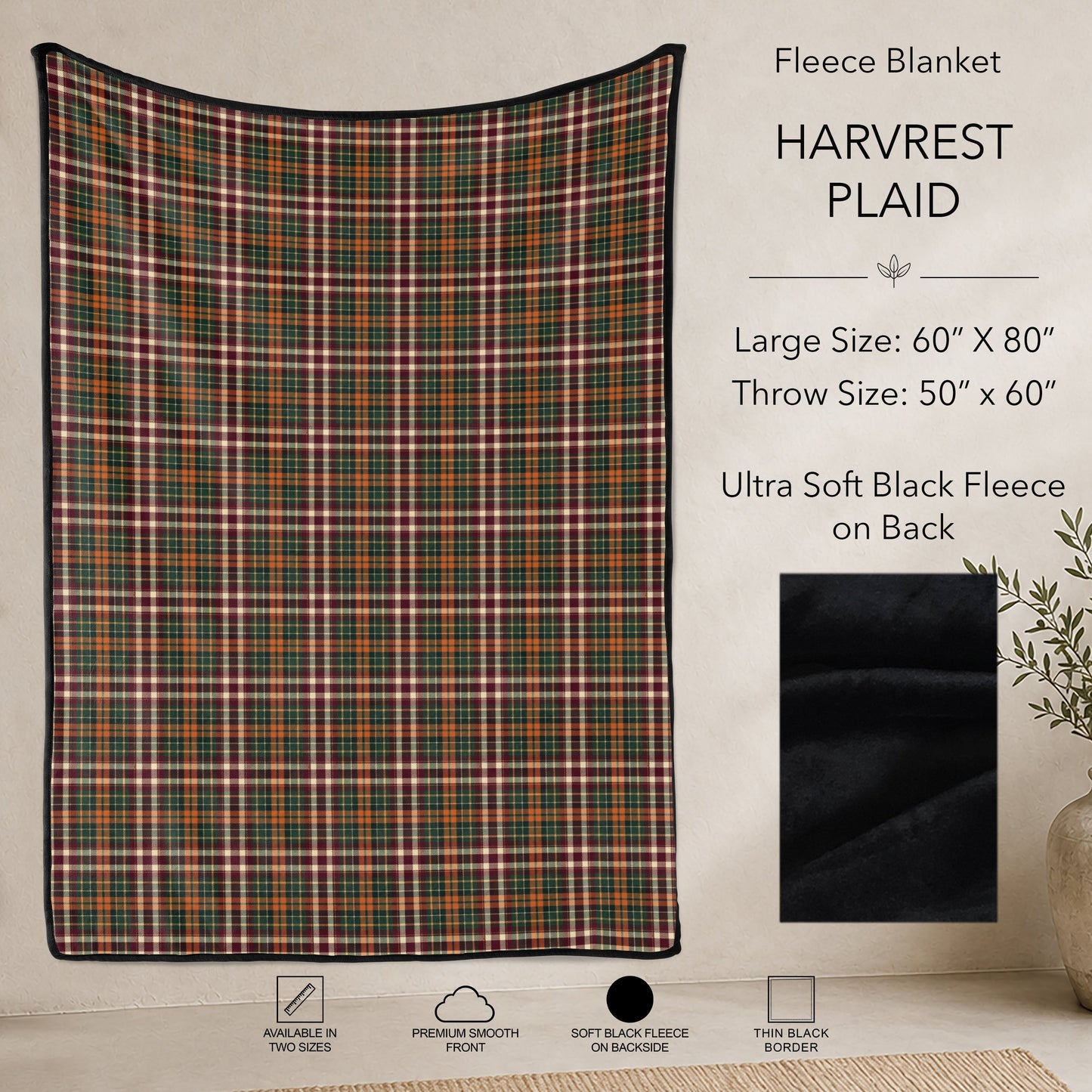 B304 - Pre-Order Harvest Plaid Fleece Blanket (Closes 7/31. ETA: early Oct)