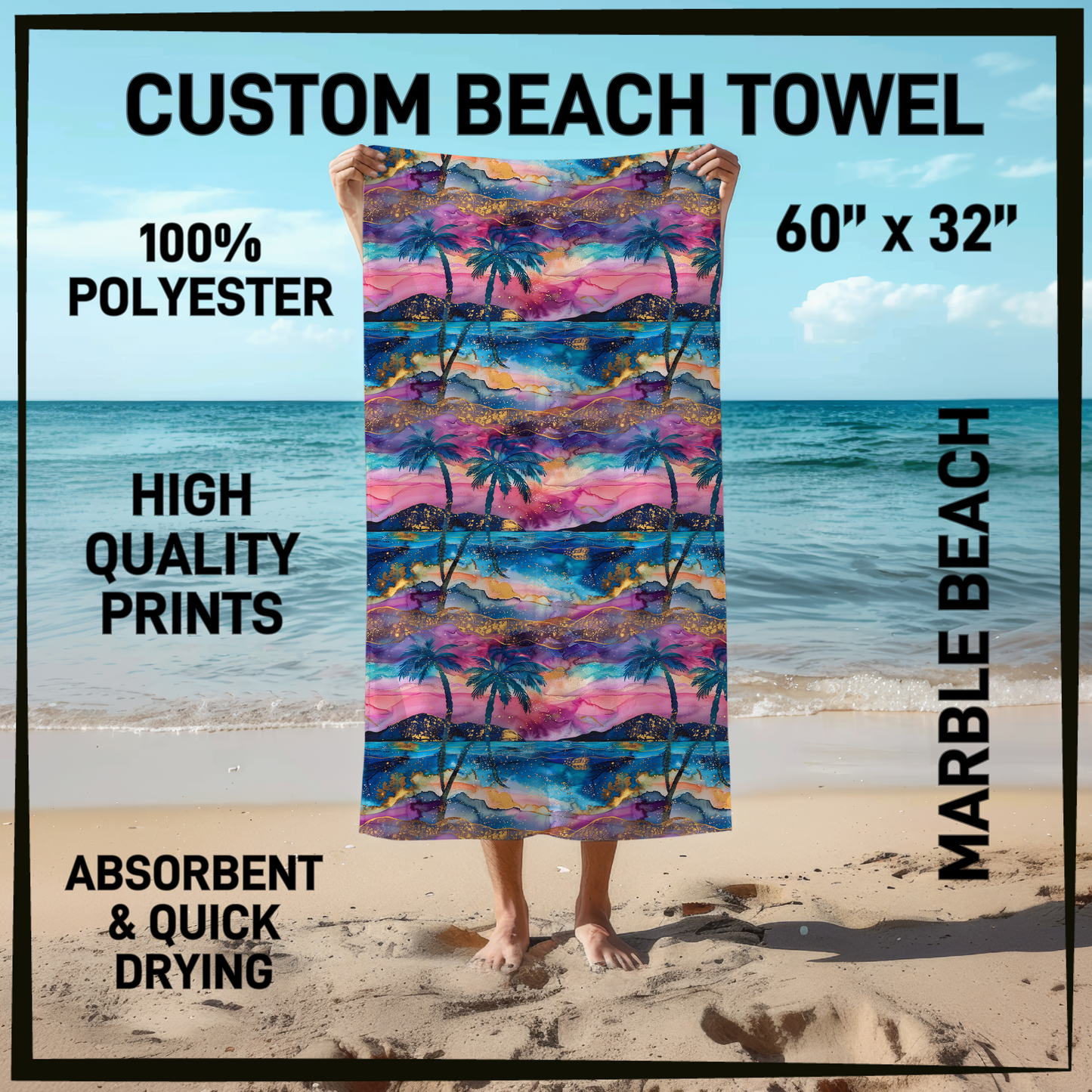 B9TW - Marble Beach Beach Towel - Preorder Closing 6/2 ETA: Early August
