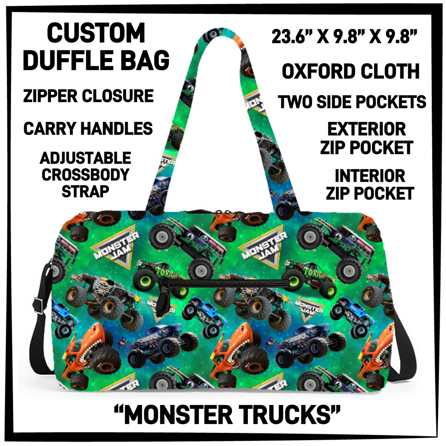 DF2B - Monster Trucks Duffel Bag - Preorder Closing 6/25 ETA: Late Aug