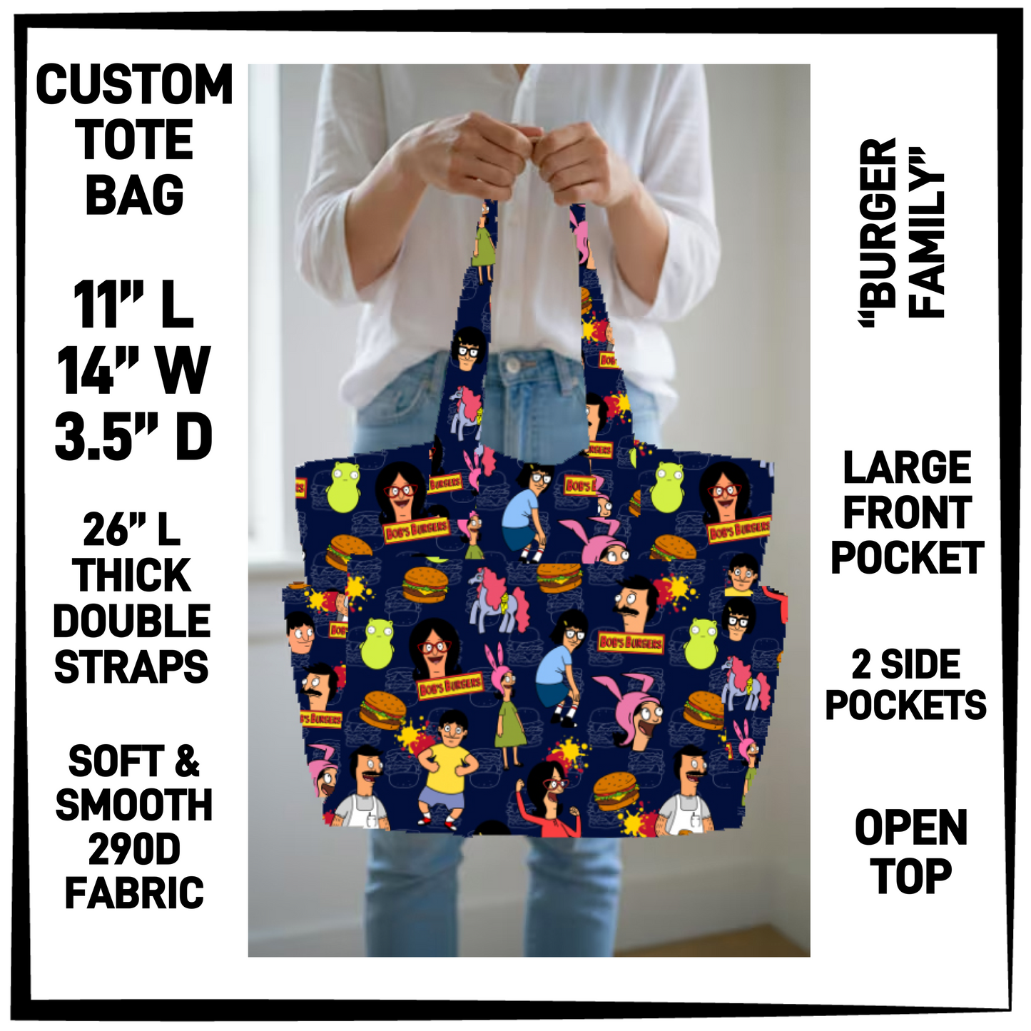 N2TB - Burger Family Custom Tote Bag - Preorder Closing 7/22 ETA: Late Sept