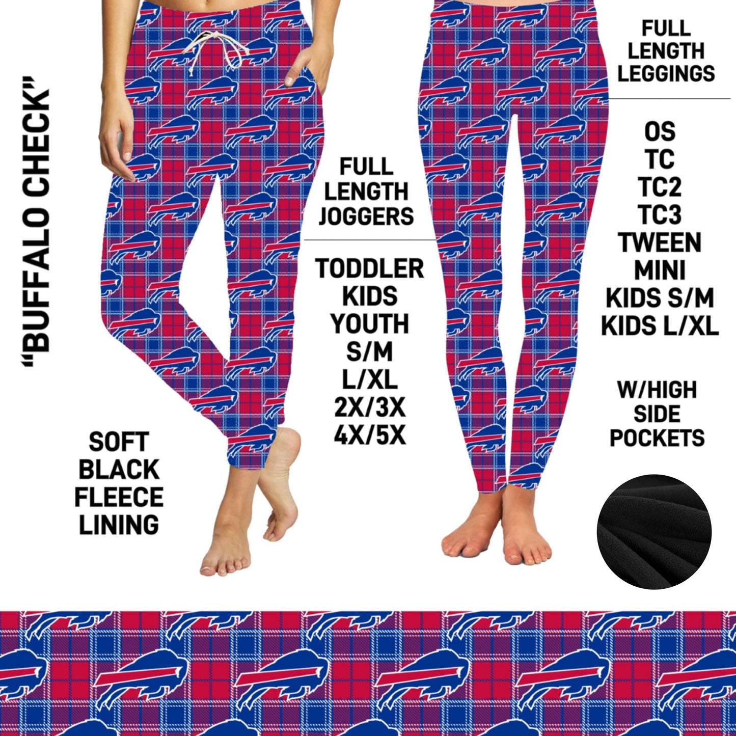 FL6C - Buffalo Check Fleece-Lined Leggings/Unisex Joggers - Preorder Closing 9/8 ETA: Early Dec