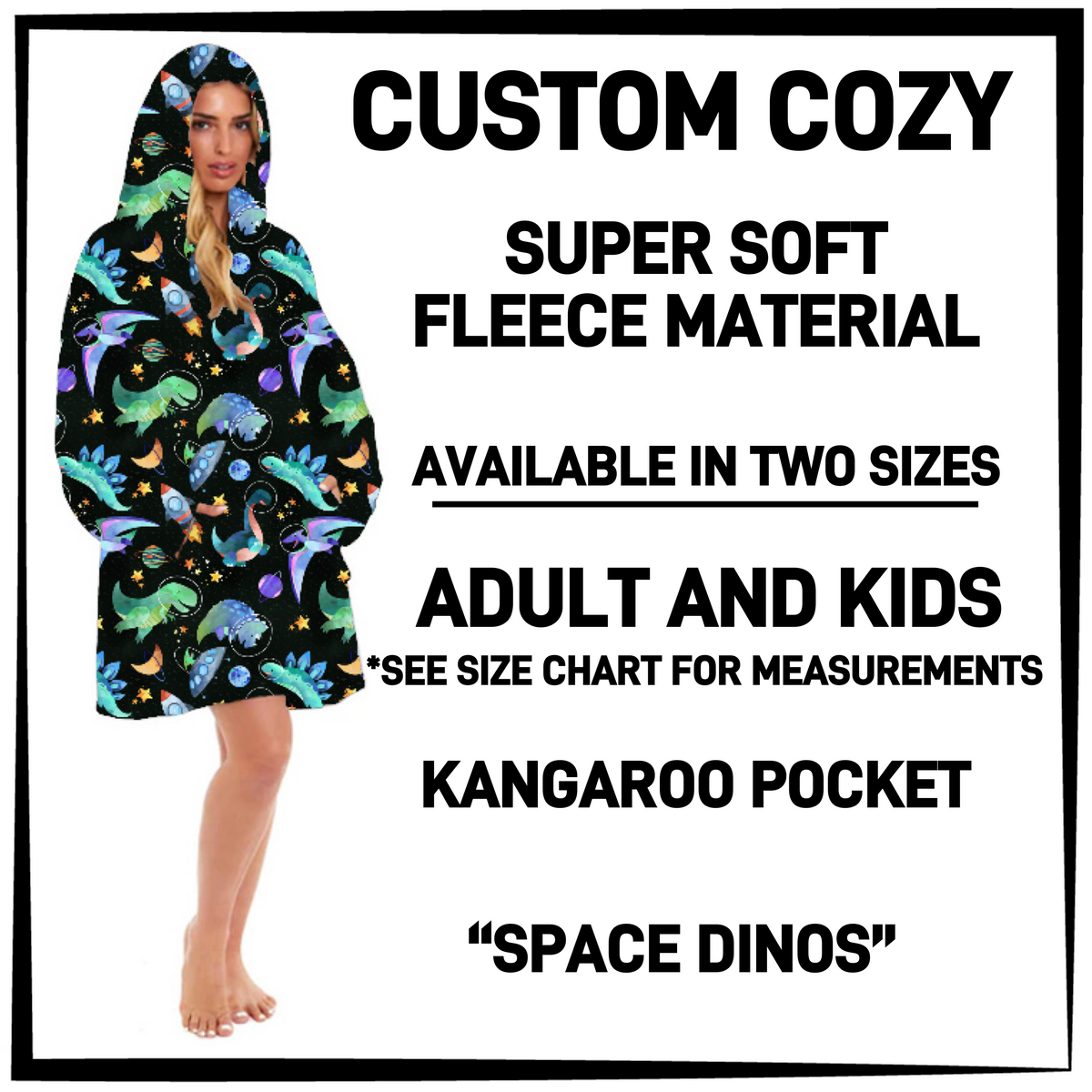 CZ2Y - Space Dinos Hooded Cozy - Preorder Closing 9/15 ETA: Mid-Dec